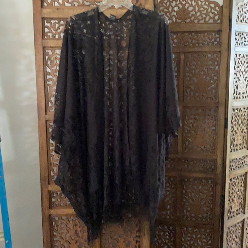 Beautiful black fringe lace wrap